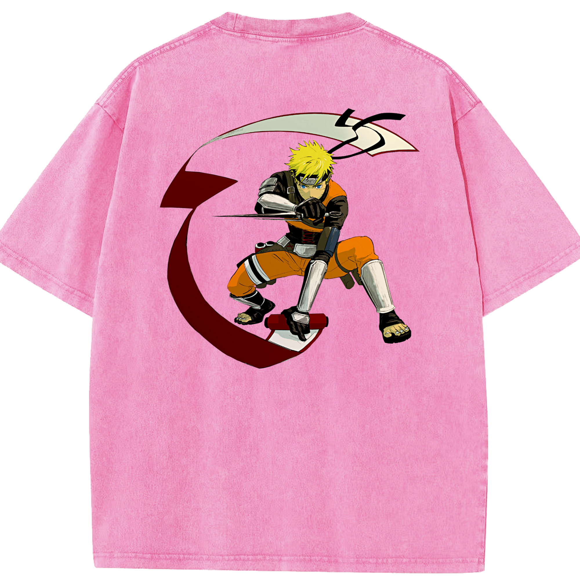 （画像用） NARUTO -ナルト- うずまき ナルト Uzumaki Naruto 綿100% ヴィンテージ風 半袖Tシャツ（背面プリント）